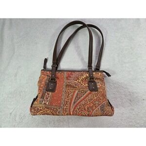 Relic Paisley Tapestry Tote Bag Boho Patchwork Shoulder Purse Brown Zip Top
